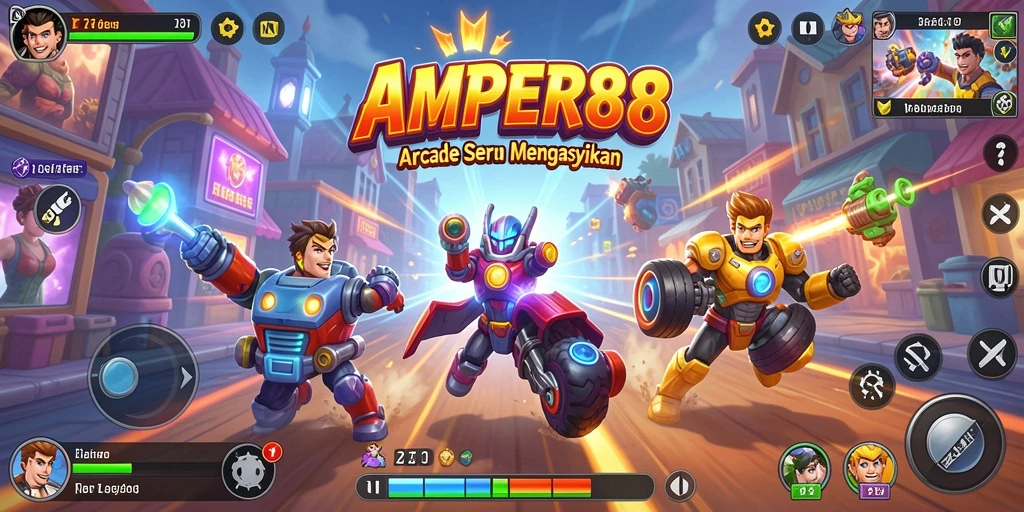 Tampilan layar gameplay seru dari AMPER88 yang penuh aksi.