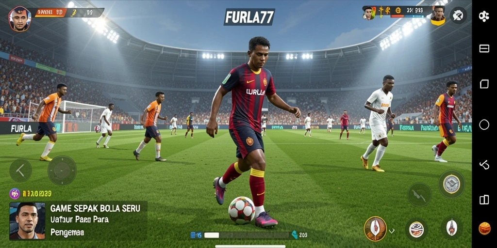 Screenshot utama FURLA77 menampilkan aksi pertandingan sepak bola yang mendebarkan.