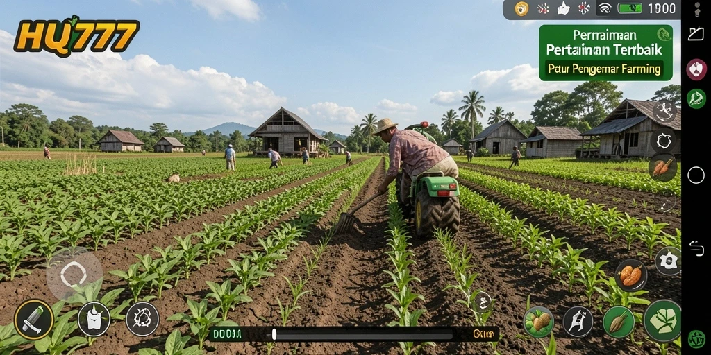 Tangkapan layar utama menunjukkan gameplay seru Farming di HQ777.