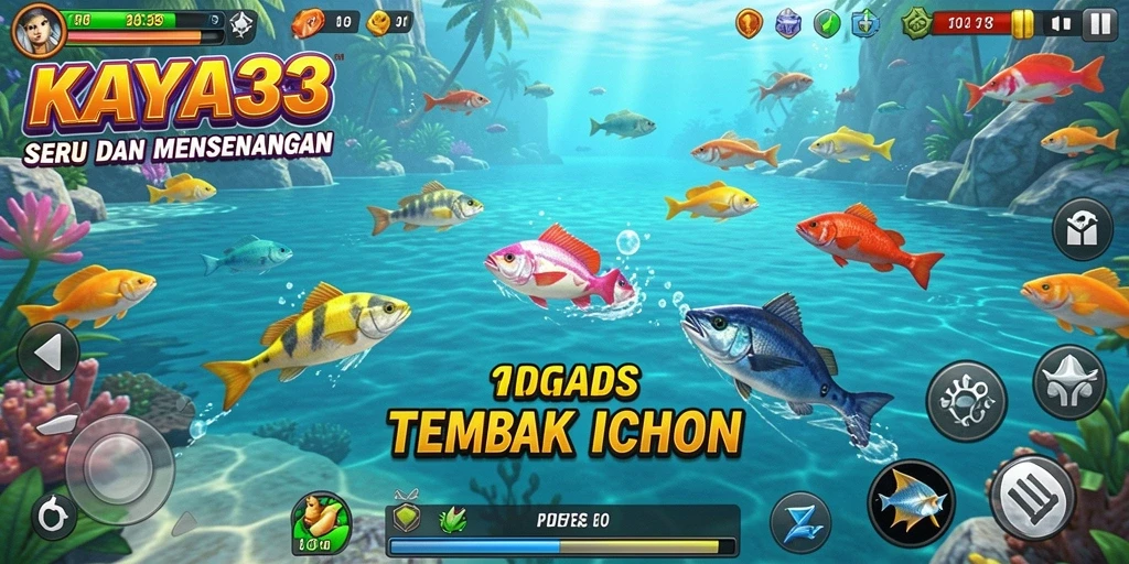 Tangkapan layar menampilkan aksi seru dalam permainan Tembak Ikan.