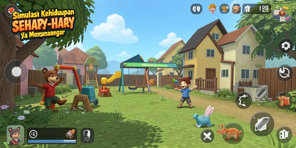 Screenshot game KKRP menampilkan kehidupan sehari-hari yang interaktif dan menarik.