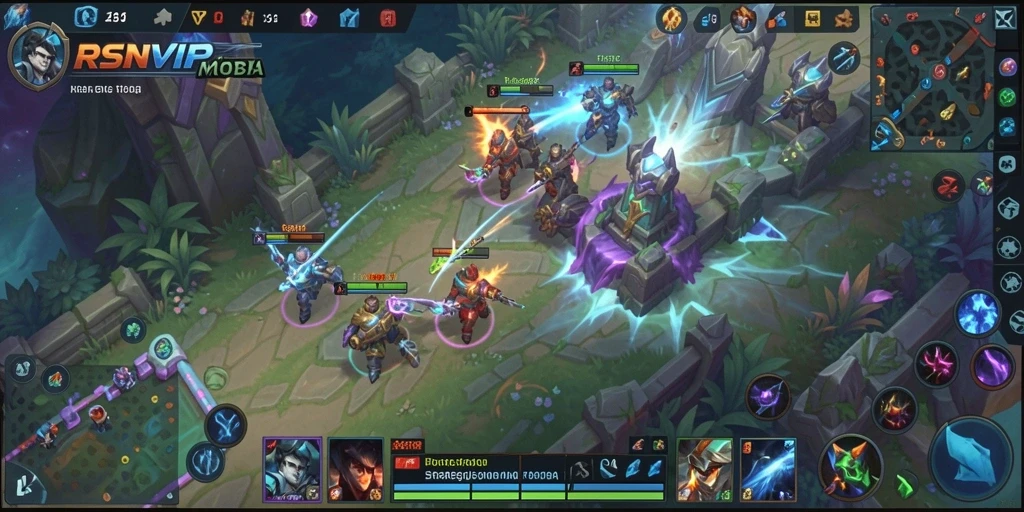 Screenshot gameplay RSNVIP yang menunjukkan aksi pertempuran antar tim.