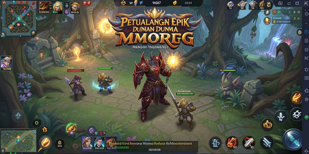Tampilan permainan WG87 dengan pemandangan epik dan karakter yang dinamis.